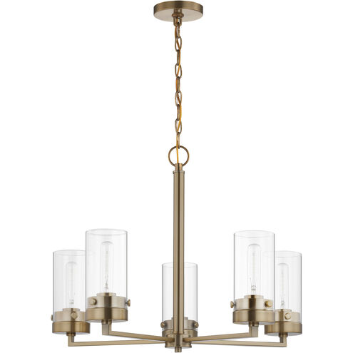 Intersection 5 Light 24 inch Burnished Brass Chandelier Ceiling Light