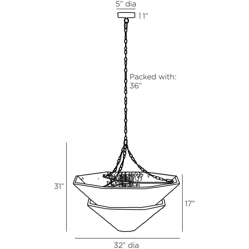 Anya 32 inch Light Gray Stained Chandelier Ceiling Light