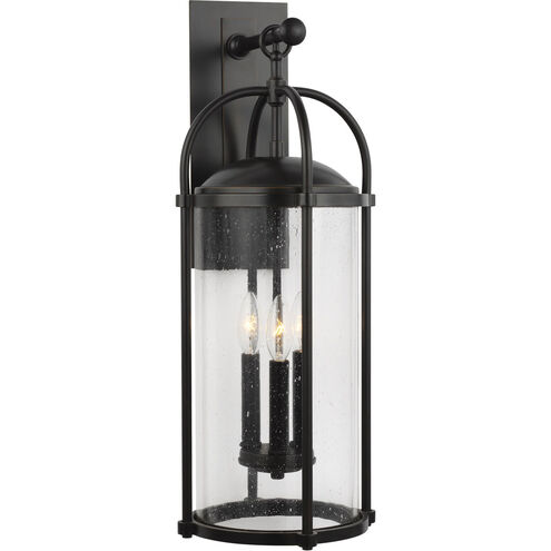 Glencoe Way 25 inch Espresso Outdoor Wall Lantern in Clear Seedy Glass, Standard