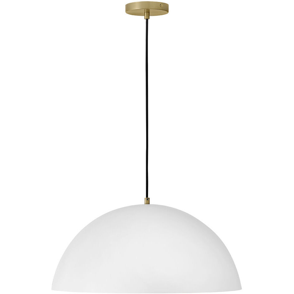 Lou 1 Light 22 inch Matte White with Lacquered Brass Pendant Ceiling Light