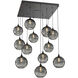 Terra 12 Light Matte Black Chandelier Ceiling Light, Square Multi-Port