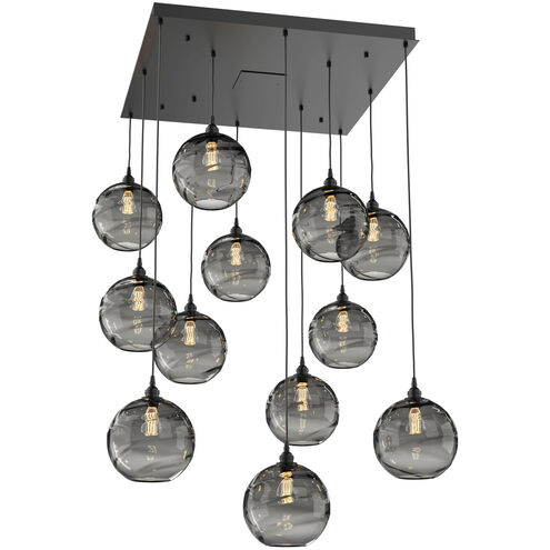 Terra 12 Light Matte Black Chandelier Ceiling Light, Square Multi-Port