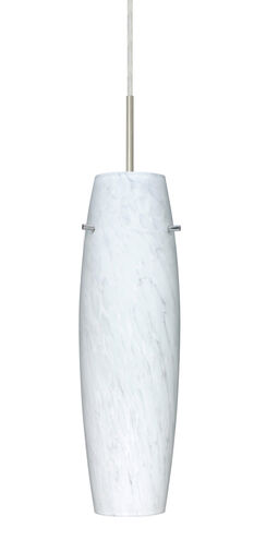 Suzi 1 Light Satin Nickel Pendant Ceiling Light in Carrera Glass, Incandescent