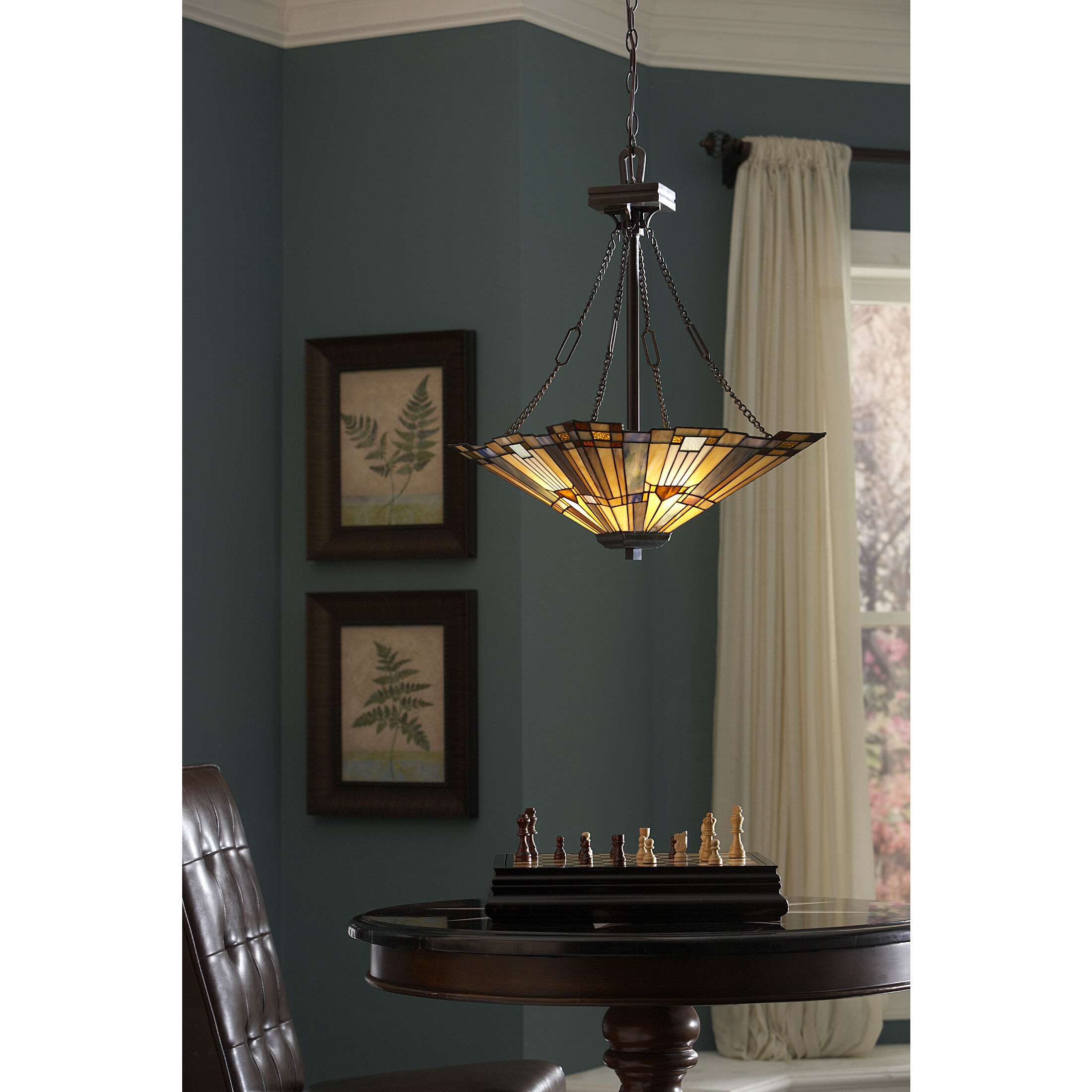 Inglenook 3 Light 18 inch Valiant Bronze Pendant Ceiling Light, Naturals