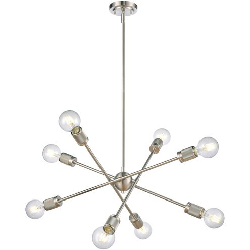 Module 8 Light 22 inch Satin Nickel Chandelier Ceiling Light