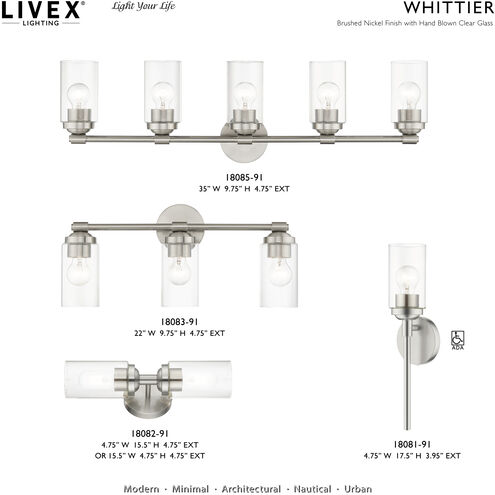Whittier 3 Light 22 inch Brushed Nickel Vanity Sconce Wall Light