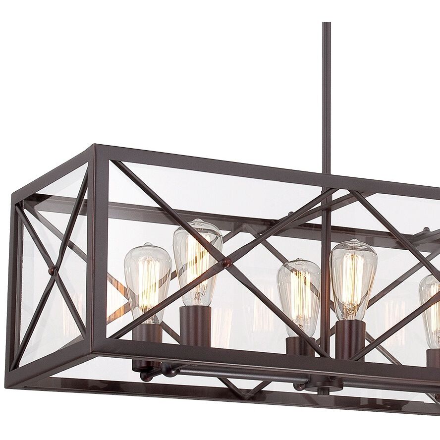 High Line 8 Light 39 inch Satin Bronze Linear Chandelier Ceiling Light
