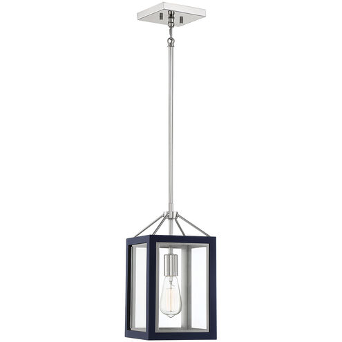 Champlin 1 Light 8 inch Navy with Polished Nickel Accents Pendant Ceiling Light in Navy/Polished Nickel