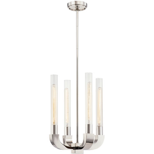 Flute 4 Light 15 inch Polished Nickel Chandelier Ceiling Light