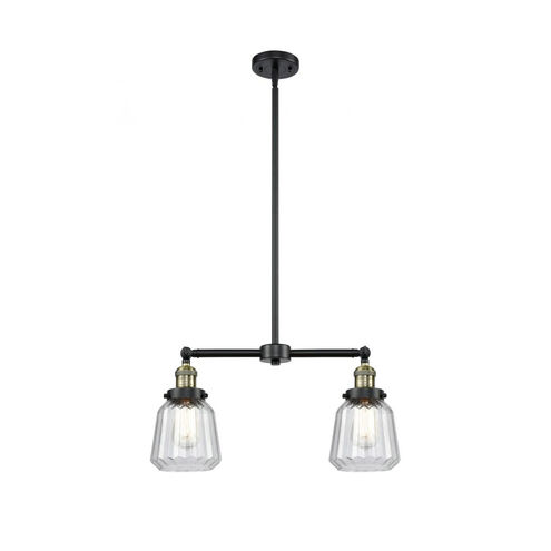 Franklin Restoration Chatham 2 Light 21 inch Black Antique Brass Chandelier Ceiling Light in Clear Glass, Franklin Restoration
