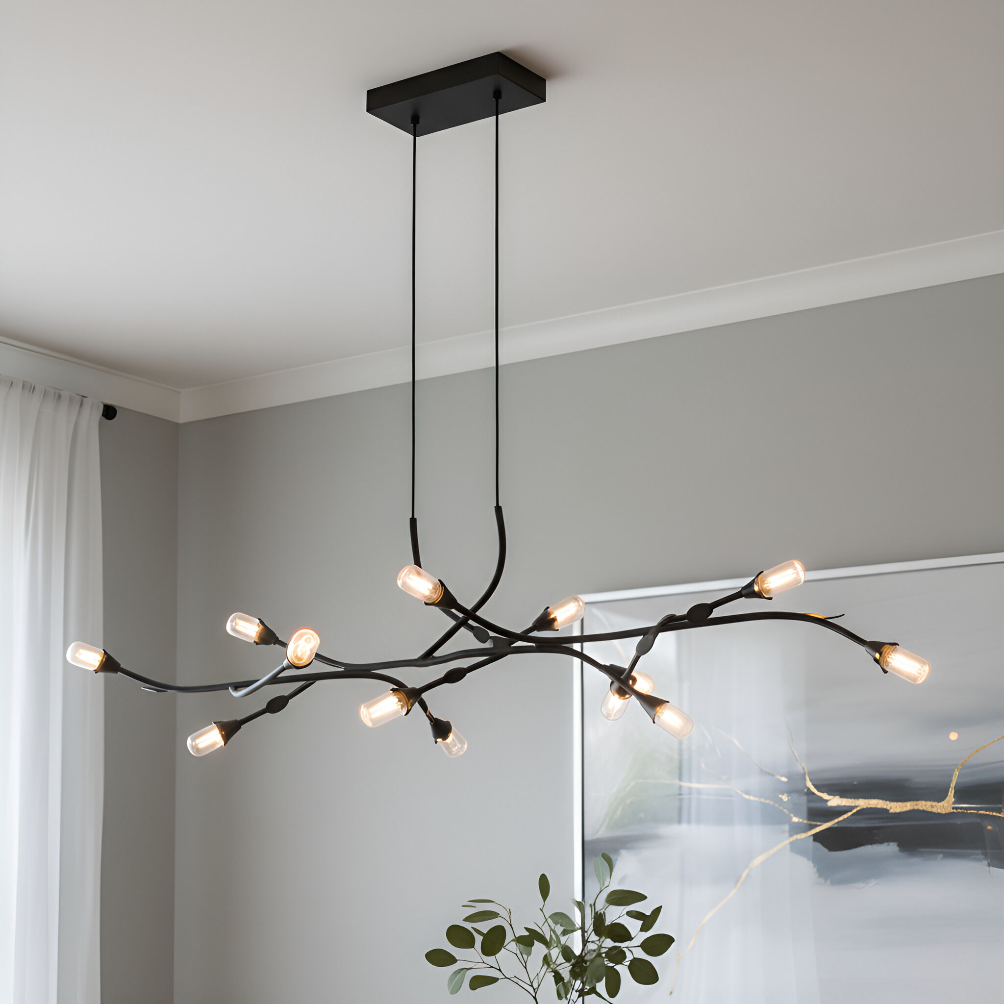 Cora LED 50 inch Matte Black Island Light Ceiling Light