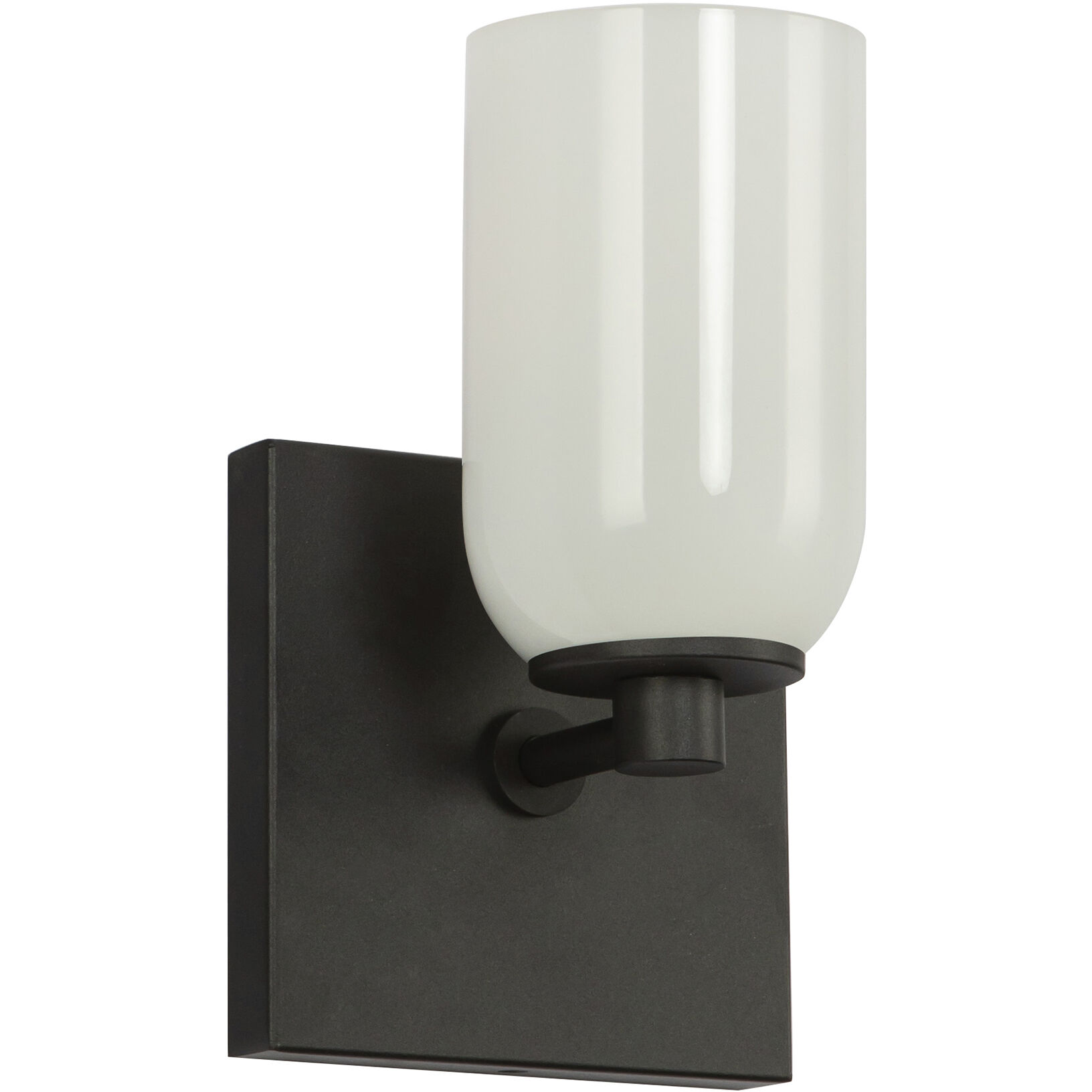 Nola Wall Sconce Wall Light in Black, Glossy Opal Glass Shade