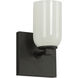 Nola Wall Sconce Wall Light in Black, Glossy Opal Glass Shade