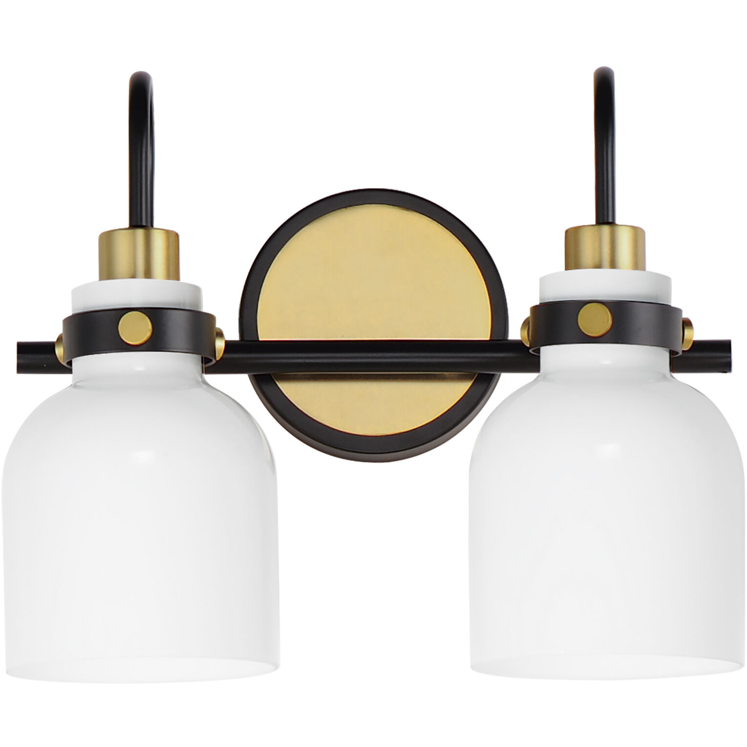 Milk 2 Light 13.5 inch Satin Brass Bath Vanity Light Wall Light in Black and Satin Brass