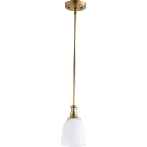 Richmond 1 Light 5 inch Aged Brass Pendant Ceiling Light in Satin Opal