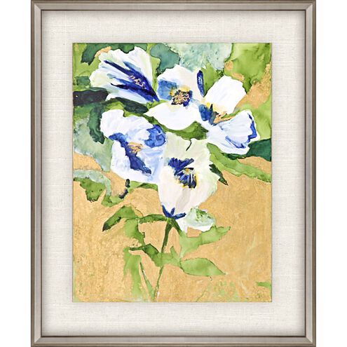 Florals Collection Silver Leaf Wood Shadow Box Style With Gold Wash Edging And Black Side Framed Art