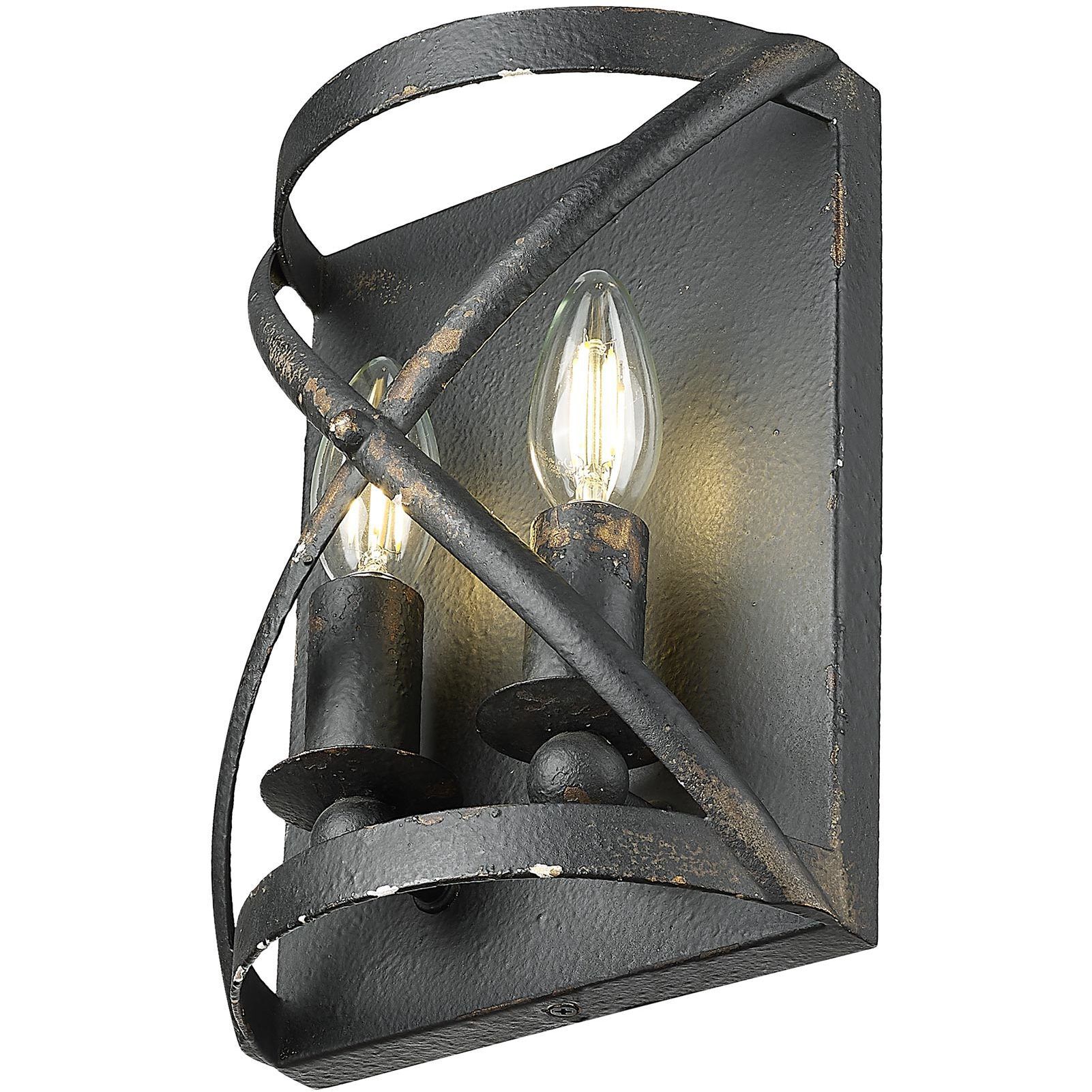 Alcott 2 Light 7.13 inch Antique Black Iron Wall Sconce Wall Light