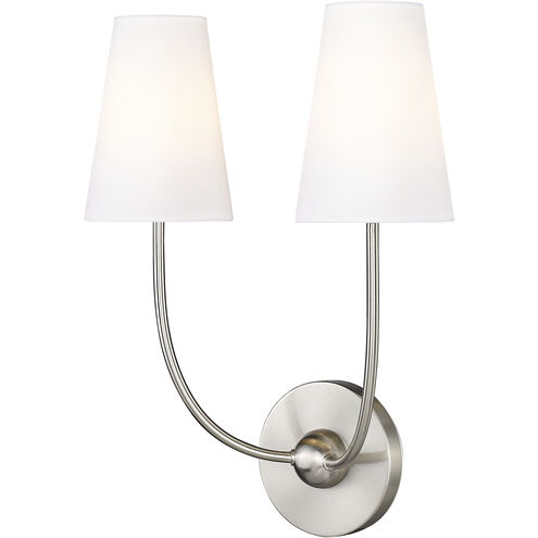 Shannon 2 Light 12.75 inch Brushed Nickel Wall Sconce Wall Light