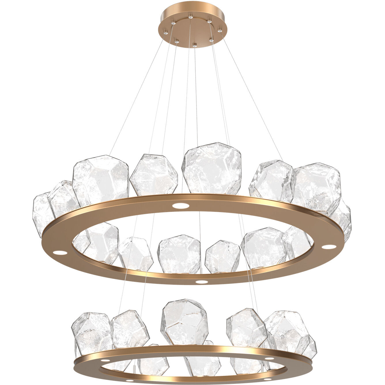Gem LED 48.7 inch Novel Brass Chandelier Ceiling Light, Two-Tier Ring