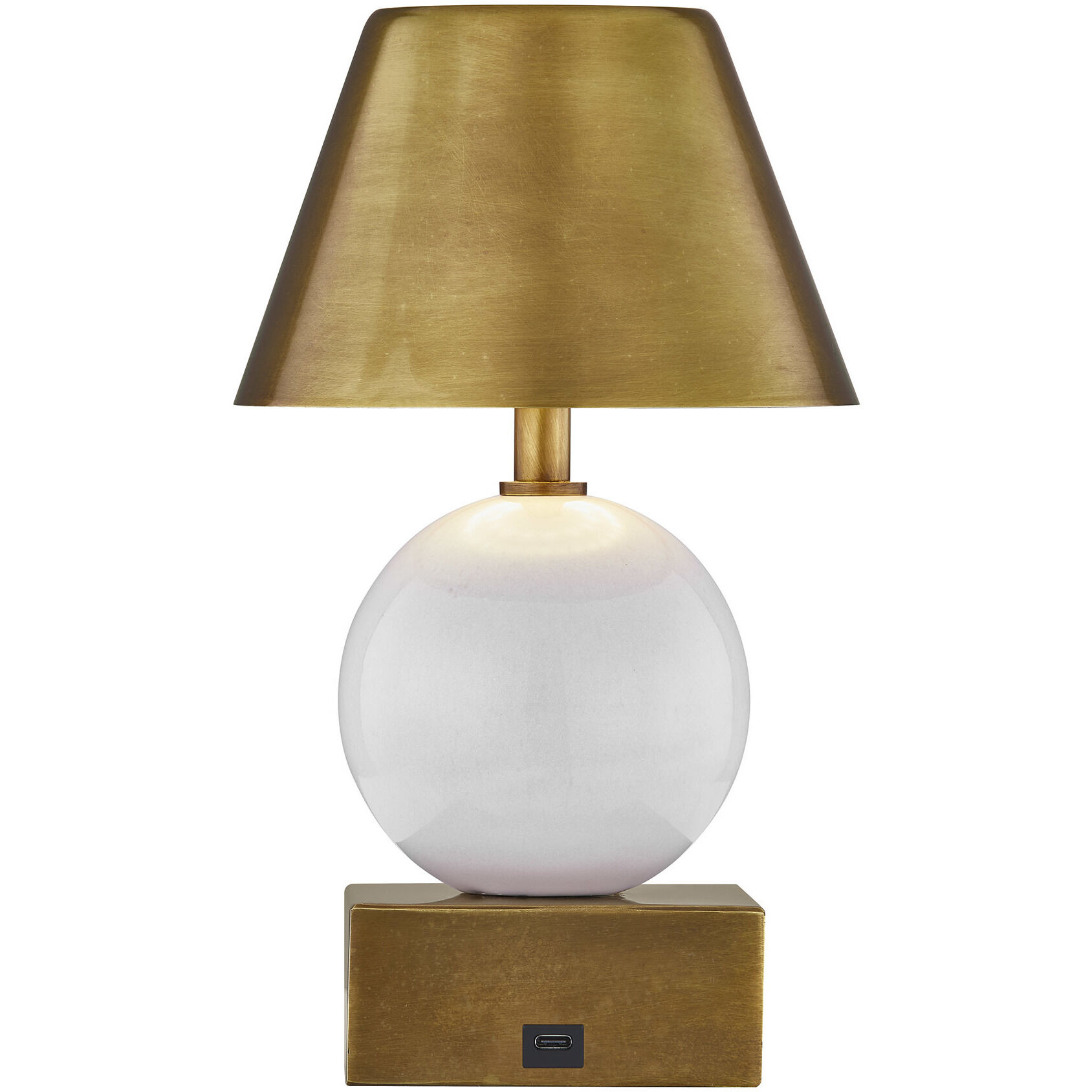 Silas 9.25 inch 2.30 watt Ceramic and Brass Portable Rechargeable Table Lamp Portable Light, Coco & Dash