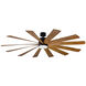 Windflower 80 inch Matte Black and Distressed Koa with Distressed Koa Blades Downrod Ceiling Fan in 3000K, Matte Black Distressed Koa, Smart Ceiling Fan