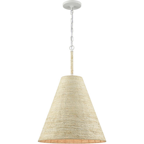 Abaca 1 Light 17 inch Textured White Pendant Ceiling Light