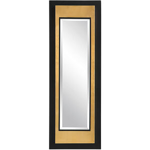 Roston 46 X 16 inch Soft Matte Black and Metallic Gold Leaf Wall Mirror