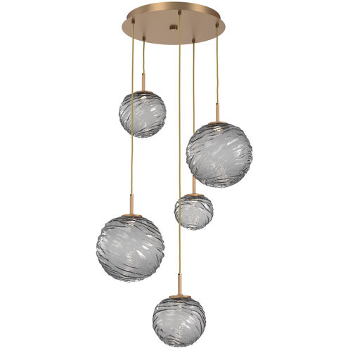 Gaia LED 24 inch Novel Brass Multi-Pendant Ceiling Light in 3000K LED, Smoke