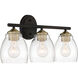 Winsley 3 Light 22 inch Coal And Stained Brass Bath Light Wall Light