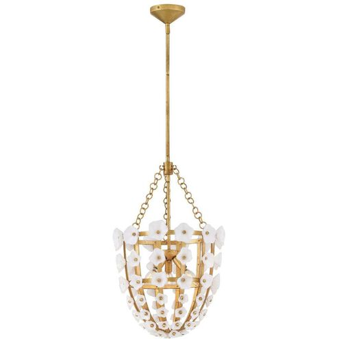 Azalea 3 Light 16.5 inch Distressed Brass Pendant Ceiling Light