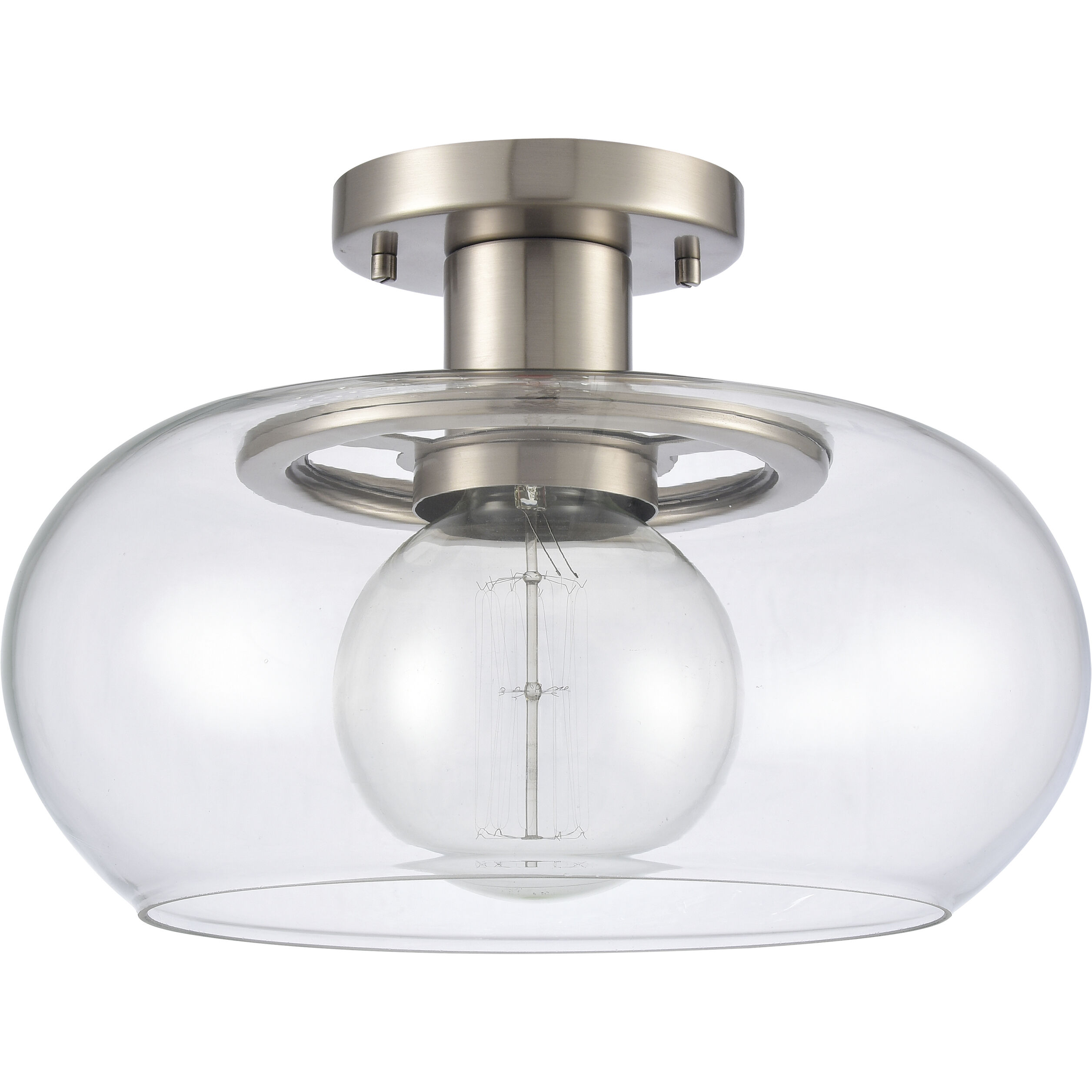 Clement 1 Light 13 inch Antique Nickel Semi Flush Mount Ceiling Light