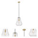 Fairfield LED 11.75 inch Brushed Brass Mini Pendant Ceiling Light in Seedy Glass