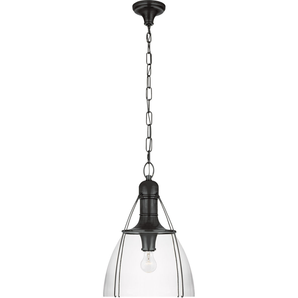 Chapman & Myers Prestwick 1 Light 18 inch Bronze Pendant Ceiling Light in Clear Glass
