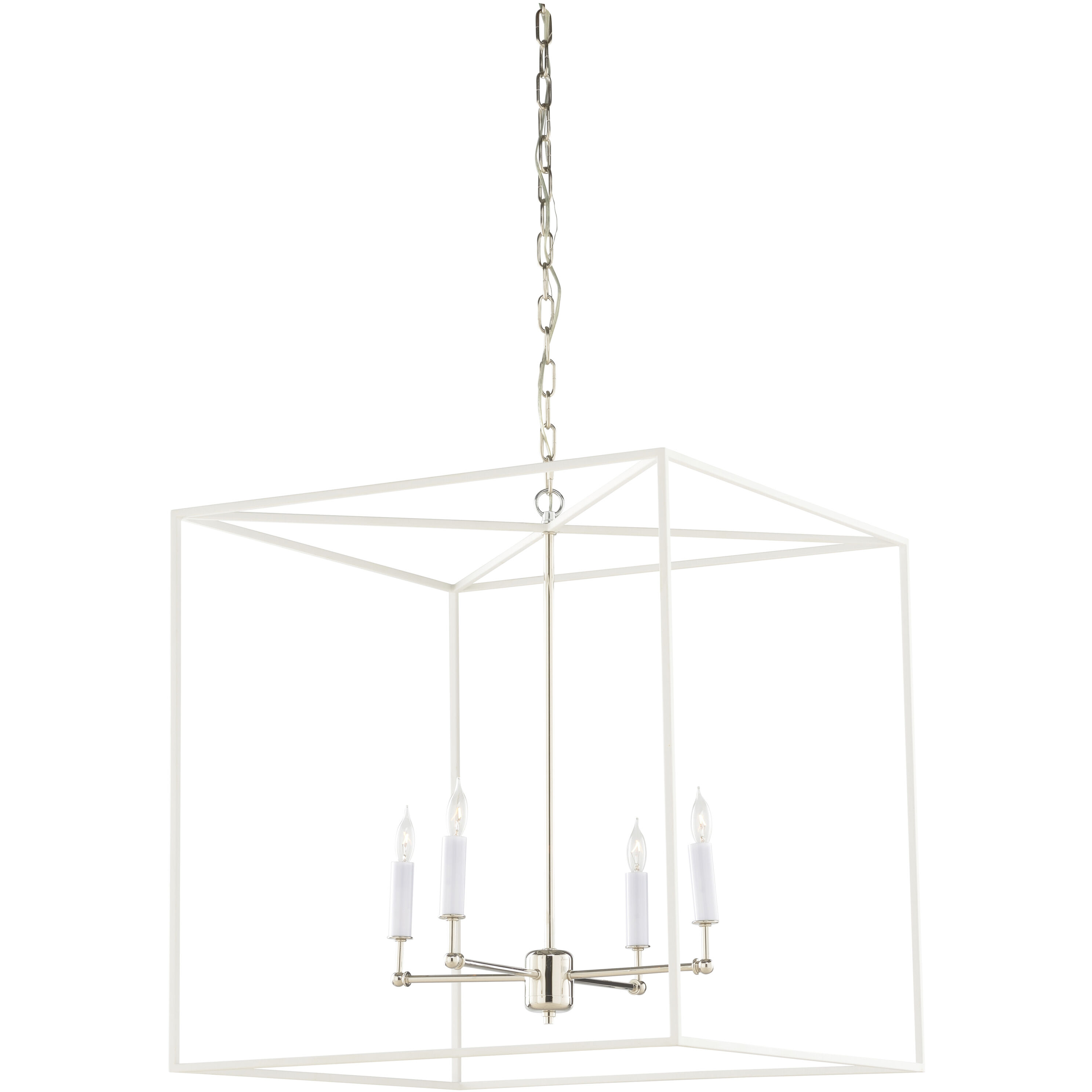 Avalon 4 Light 26 inch White/Cream and Silver Chandelier Ceiling Light