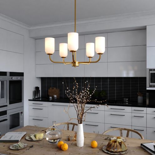 Shelby LED 26 inch Natural Brass Chandelier Ceiling Light