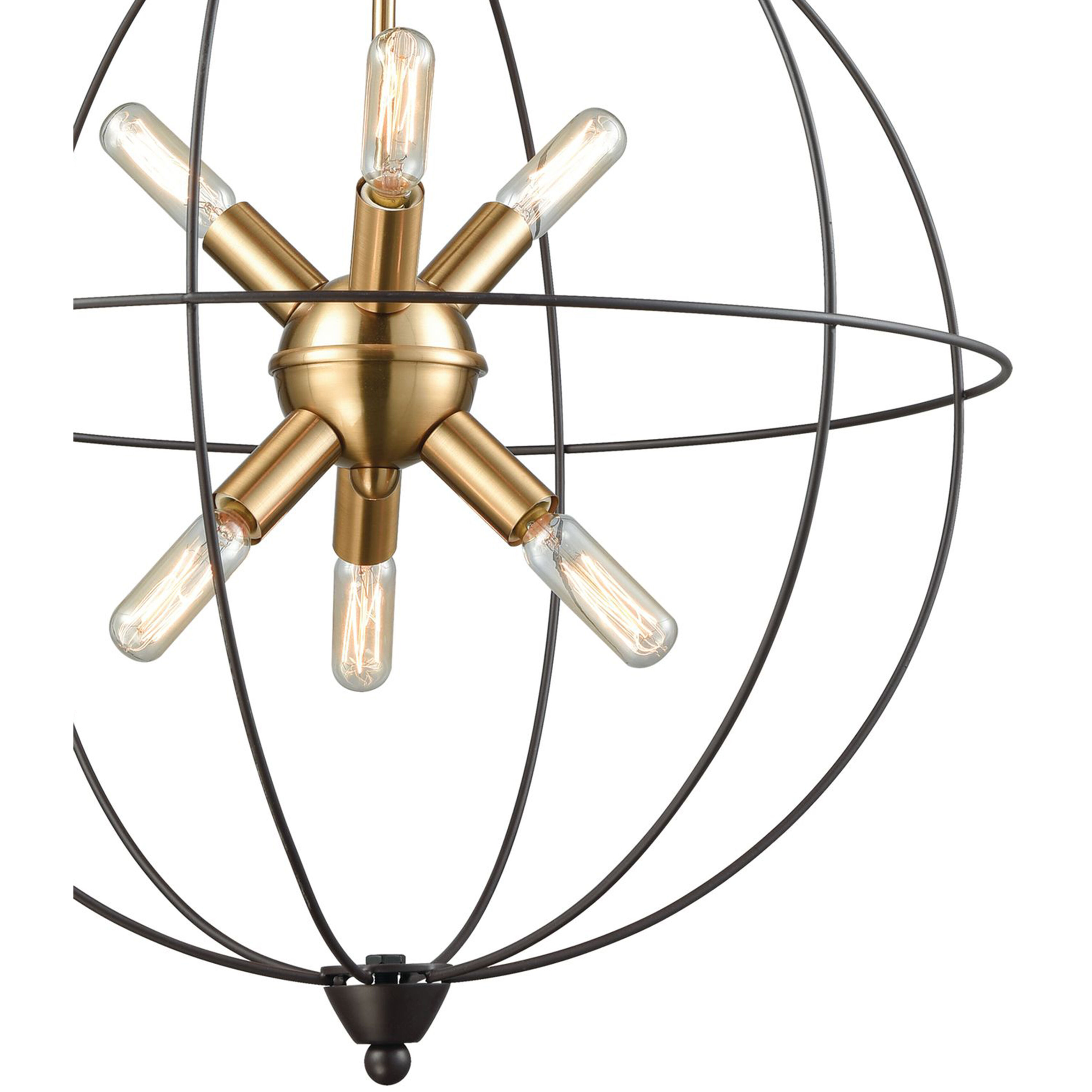 Loftin 6 Light 19 inch Oil Rubbed Bronze with Satin Brass Chandelier Ceiling Light