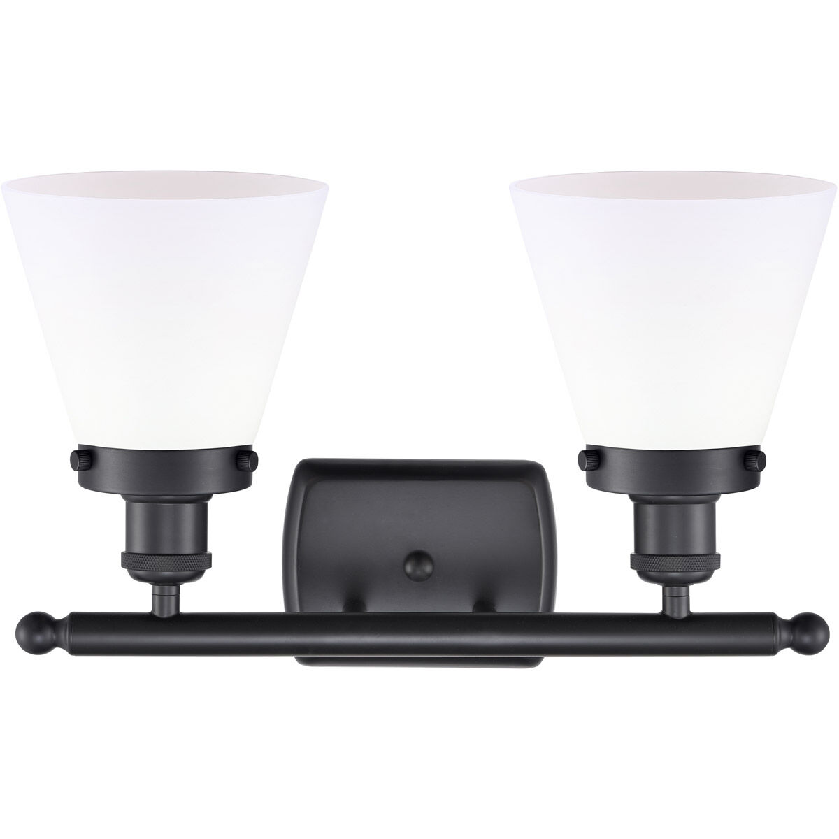 Ballston Small Cone LED 16 inch Matte Black Bath Vanity Light Wall Light in Matte White Glass, Ballston