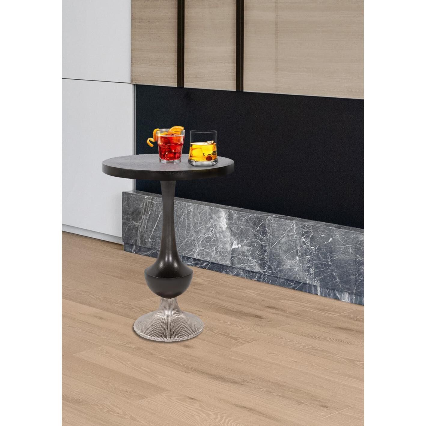 Swanson 20 X 15 inch Ebony and Nickle Drink Table