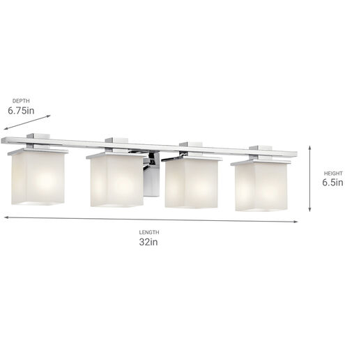 Tully 4 Light 32 inch Chrome Wall Mt Bath 4 Arm Wall Light