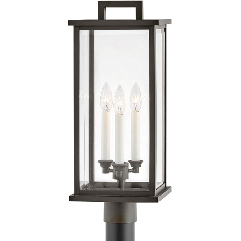 Estate Series Weymouth 3 Light 22.25 inch Oil Rubbed Bronze Outdoor Post Mount Lantern, Large