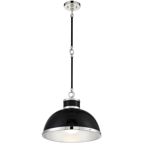 Corning 1 Light 16 inch Black with Polished Nickel Accents Pendant Ceiling Light in Matte Black with Polished Nickel