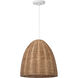 Sean Lavin Norman Pendant Ceiling Light in Matte White with Blonde Rattan