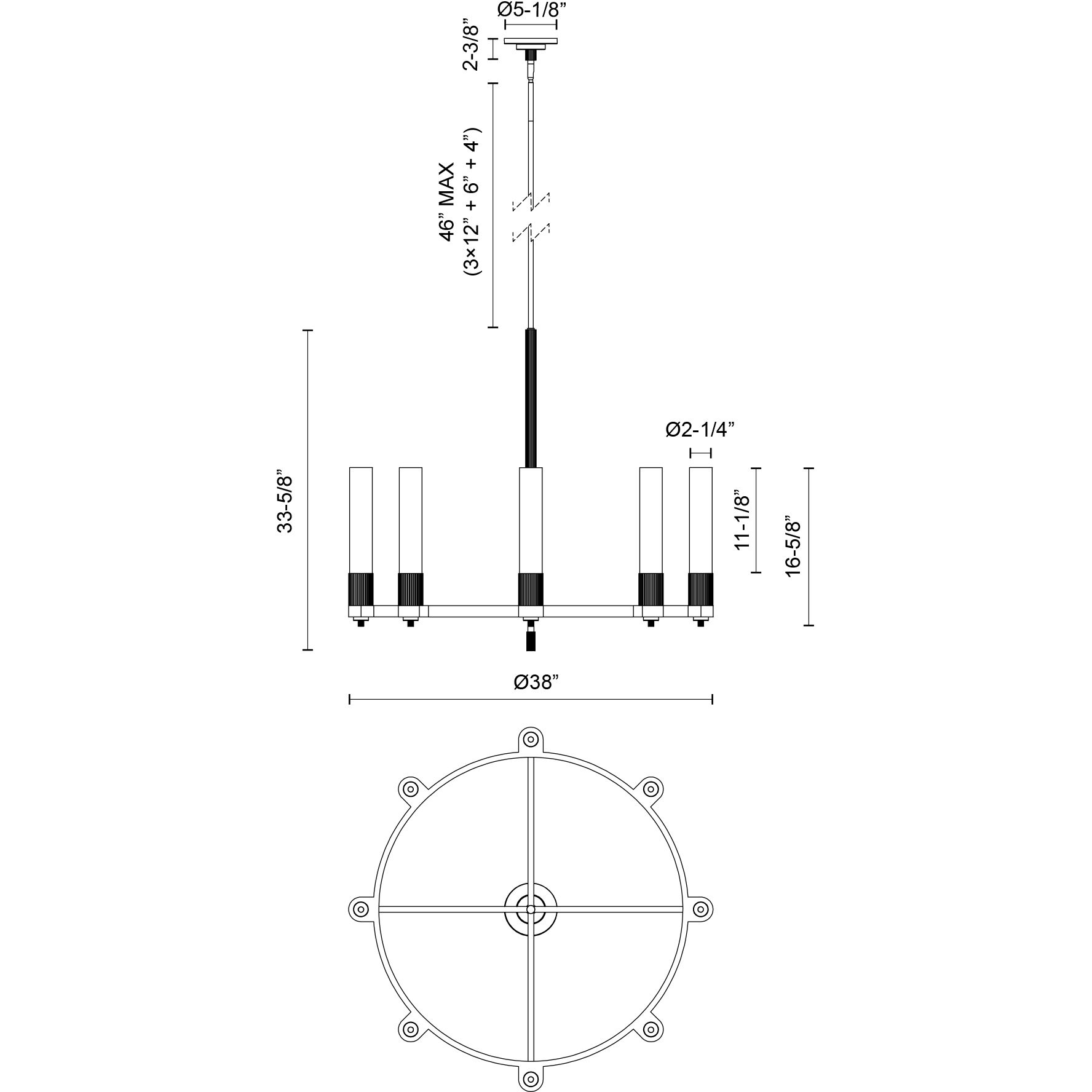 Alora Mood Rue 8 Light 38 inch Warm Bronze Chandelier Ceiling Light
