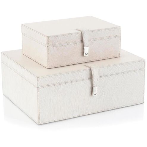 Leather 9 X 6.75 inch Cream Boxes, Set of 2