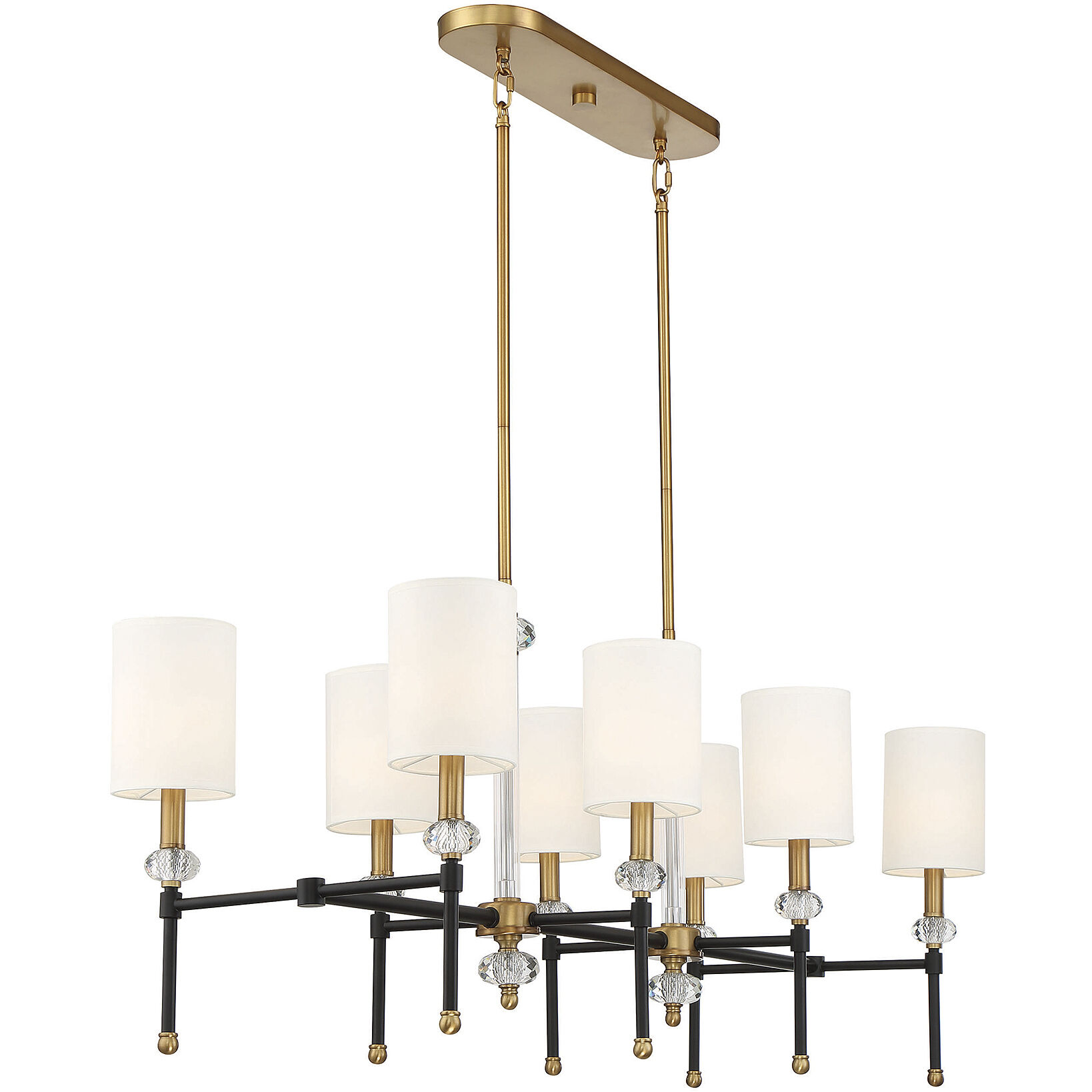 Tivoli 8 Light 42 inch Black with Warm Brass Accents Linear Chandelier Ceiling Light