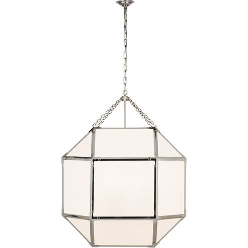Suzanne Kasler Morris LED 30.5 inch Polished Nickel Grande Lantern Pendant Ceiling Light in White Glass, Grande