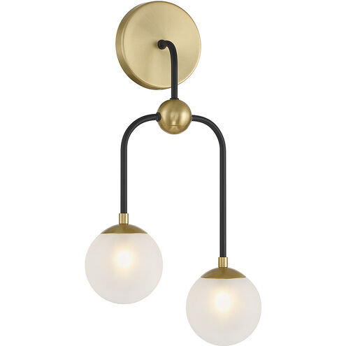 Couplet 2 Light 10.75 inch Matte Black with Warm Brass Wall Sconce Wall Light