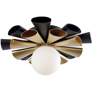 Daphne 1 Light 12 inch Matte Black and French Gold Convertible Flush Mount Ceiling Light, Smithsonian Collaboration