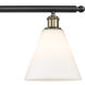 Ballston Ballston Cone Island Light Ceiling Light in Black Antique Brass, Matte White Glass
