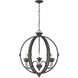 Jules 25.5 inch 60.00 watt Antique Black Iron Chandelier Ceiling Light